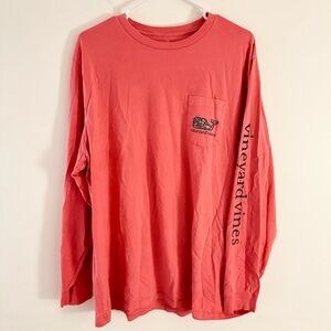 Vineyard Vines Men's Coral Long Sleeve Tee thanksgiving